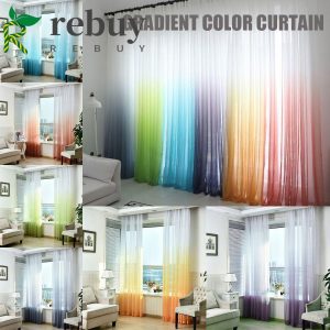 Rèm Cửa Vải Tuyn Màu Sắc Tuyến Tính In 3D