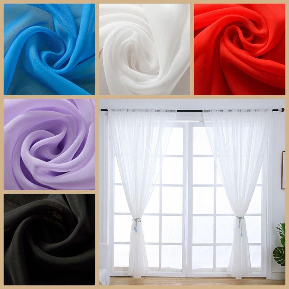 Rèm vải tuyn cabezant, gạc 100cmx200cm, màu rắn hiện đại với phòng ngủ trong suốt rod pocekt - Ảnh 6