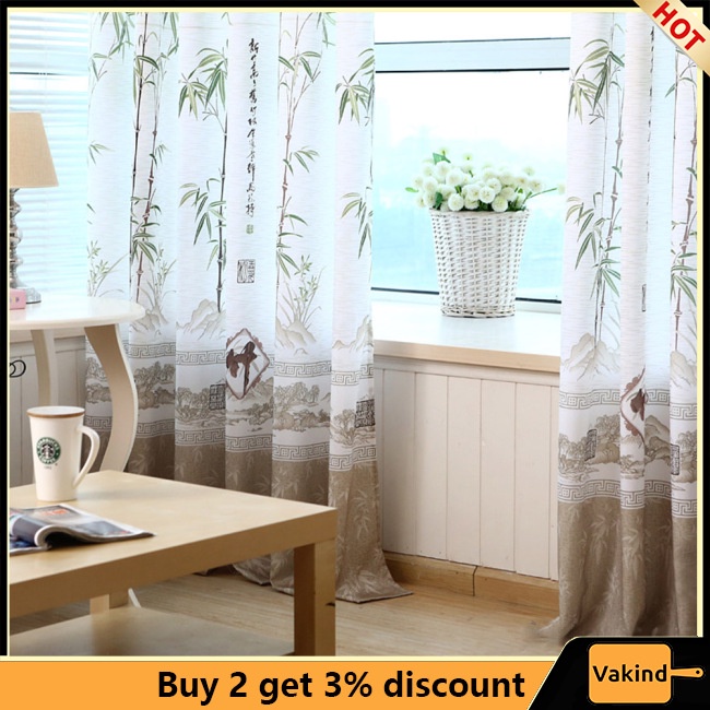 Rèm Cửa Sổ Vải Tuyn In Họa Tiết Cây Tre Trang Trí Ban Công / Phòng Ngủ / Phòng Khách - Ảnh 3