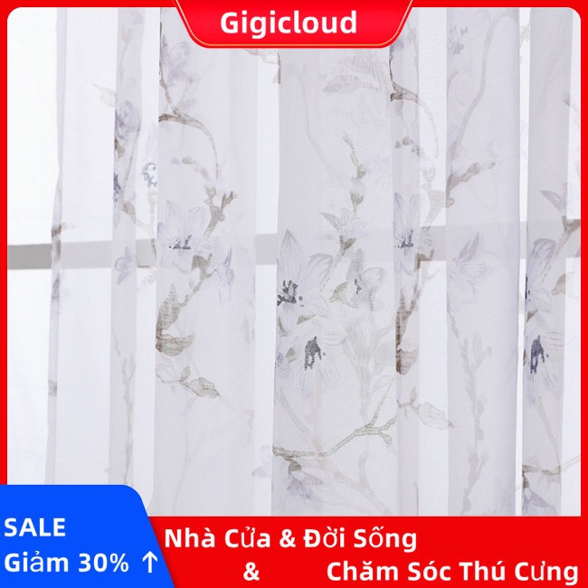 Gigicloud offset Rèm Cửa Sổ Vải Tuyn In Hình Cành Hoa Đào Cho Phòng Khách / Phòng Ngủ - Ảnh 4