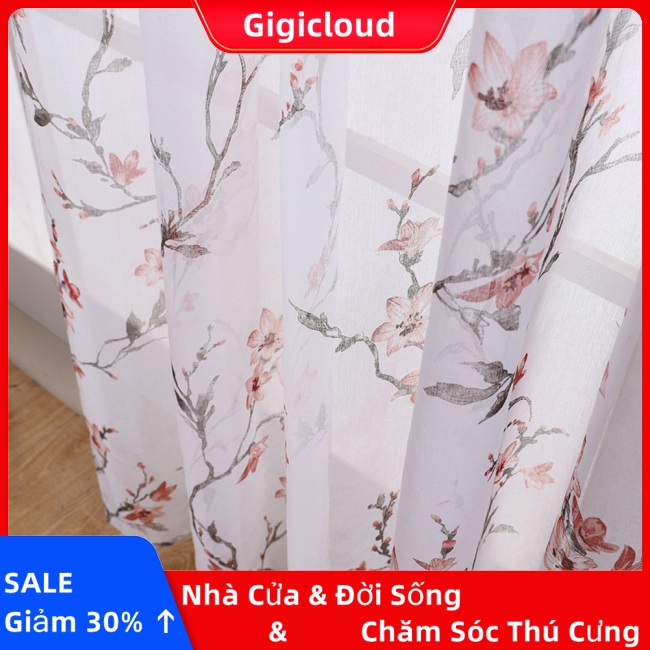 Gigicloud offset Rèm Cửa Sổ Vải Tuyn In Hình Cành Hoa Đào Cho Phòng Khách / Phòng Ngủ - Ảnh 6