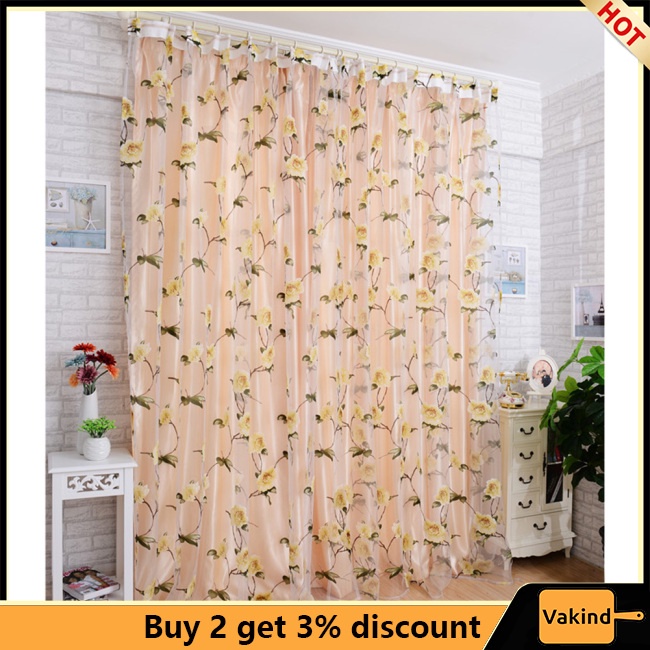 Rèm Cửa Sổ Vải Tuyn In Hoa Trang Trí Ban Công / Phòng Khách / Phòng Ngủ - Ảnh 2