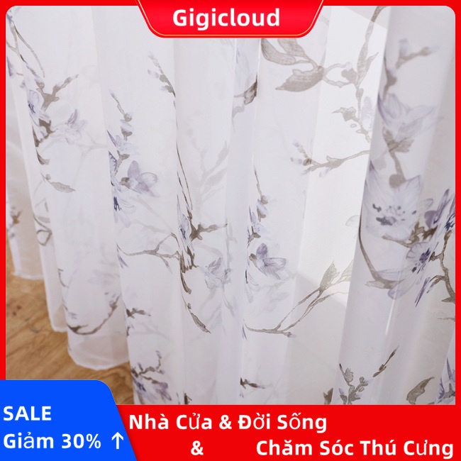 Gigicloud offset Rèm Cửa Sổ Vải Tuyn In Hình Cành Hoa Đào Cho Phòng Khách / Phòng Ngủ - Ảnh 7