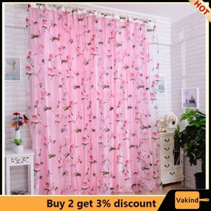 Rèm Cửa Sổ Vải Tuyn In Hoa Trang Trí Ban Công / Phòng Khách / Phòng Ngủ