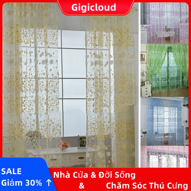 Rèm cửa sổ Vải Tuyn 100x200cm Họa Tiết Hoa Trang Nhã