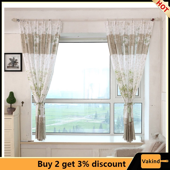 Rèm Cửa Sổ Vải Tuyn In Họa Tiết Cây Tre Trang Trí Ban Công / Phòng Ngủ / Phòng Khách - Ảnh 5