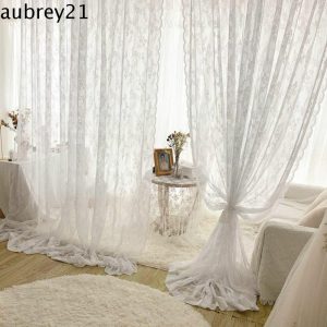 Aubrey Rèm Cửa Sổ Vải Tuyn Ngắn Phối Ren Hoa Hiện Đại Dành Cho Phòng Khách