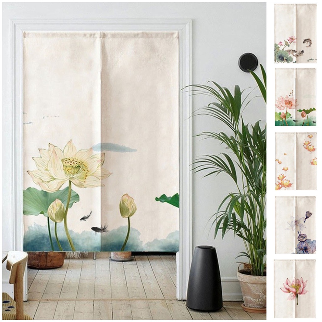 Rèm Cửa Bằng Vải Lanh Cotton Họa Tiết Hoa Sen Phong Thủy Trung Hoa Tùy Chỉnh Trang Trí Phòng Khách / Phòng Ngủ Tùy chỉnh rèm cửa theo phong cách Trung Quốc cho phòng sống phòng khách bằng vải lanh bông được phân vùng cho phòng bếp phòng ngủ màn Velcro bón