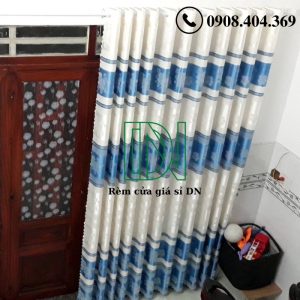 (Sản phẩm mới)Rèm cửa sổ vải gấm hoa văn sọc ngang nhiều kích thước.