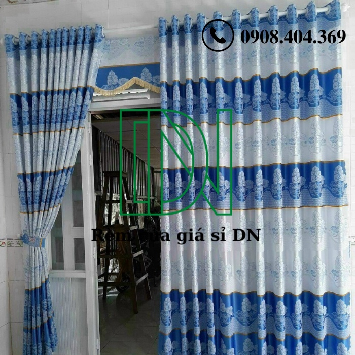 (Sản phẩm mới)Rèm cửa sổ vải gấm hoa văn sọc ngang nhiều kích thước. - Ảnh 7
