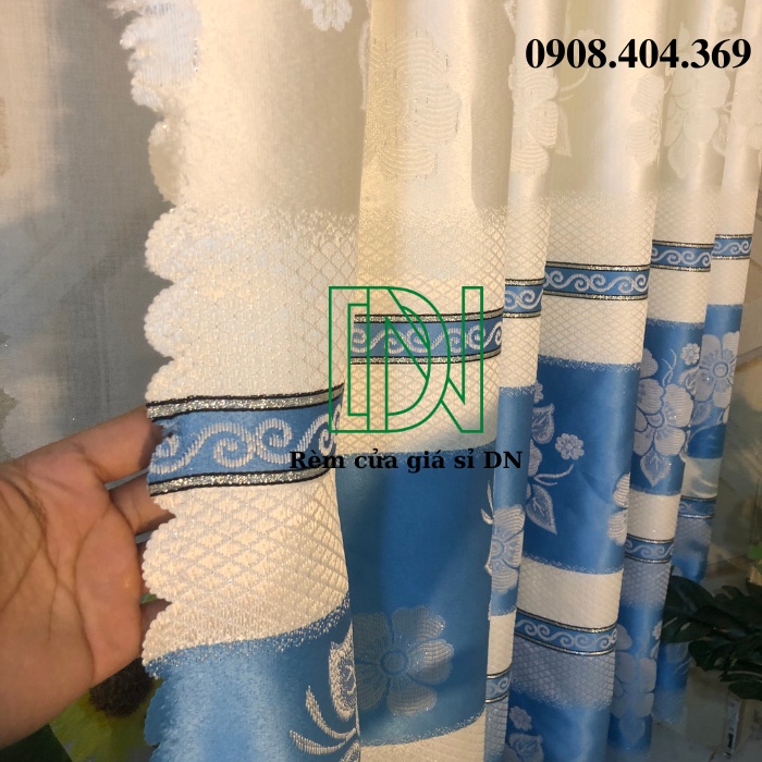 (Sản phẩm mới)Rèm cửa sổ vải gấm hoa văn sọc ngang nhiều kích thước. - Ảnh 5