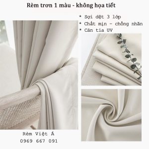Rèm vải trơn không họa tiết - Màu Trắng kem