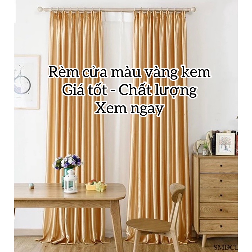 cửa sổ VẢI GẤM BÓNG MÀU VÀNG KEM sang trọng