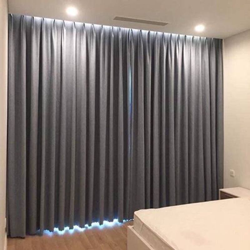 rèm vải thô dày đẹp, cản sáng 100% rộng 1,7m cao 2,85m màu ghi đen - Ảnh 7