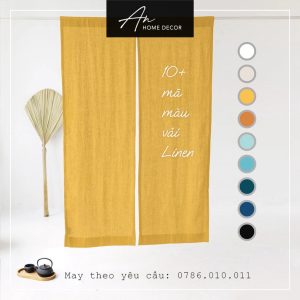 Rèm vải Linen Noren kiểu Nhật 2 tà nhiều màu