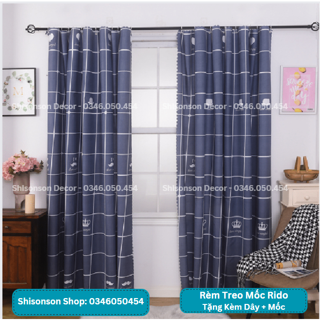 Rèm Che Gác Phòng Trọ, Rèm Ngăn Tách Phòng Vải Polly Este Với Nhiều Kích Cỡ Họa Tiết Sử Dụng Mốc Treo - Ảnh 3