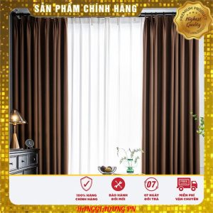 Rèm Vải Cao 2m7 Treo Cửa 99% Chống Nắng 1 Màu (tặng dây buộc) - Nâu Đậm giá bán 1 tấm
