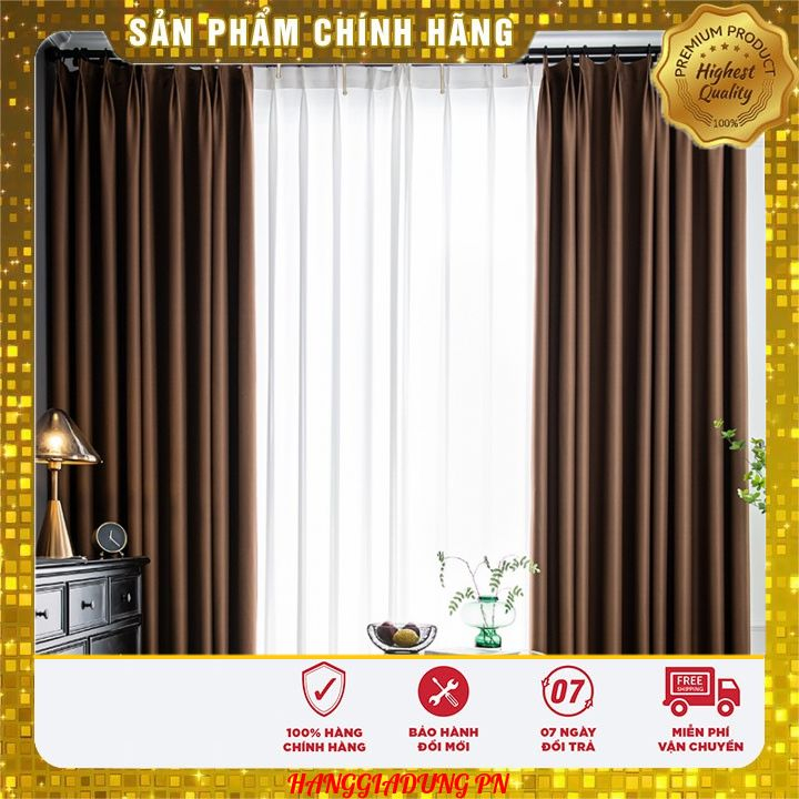 Rèm Vải Cao 2m7 Treo Cửa 99% Chống Nắng 1 Màu (tặng dây buộc) - Nâu Đậm giá bán 1 tấm