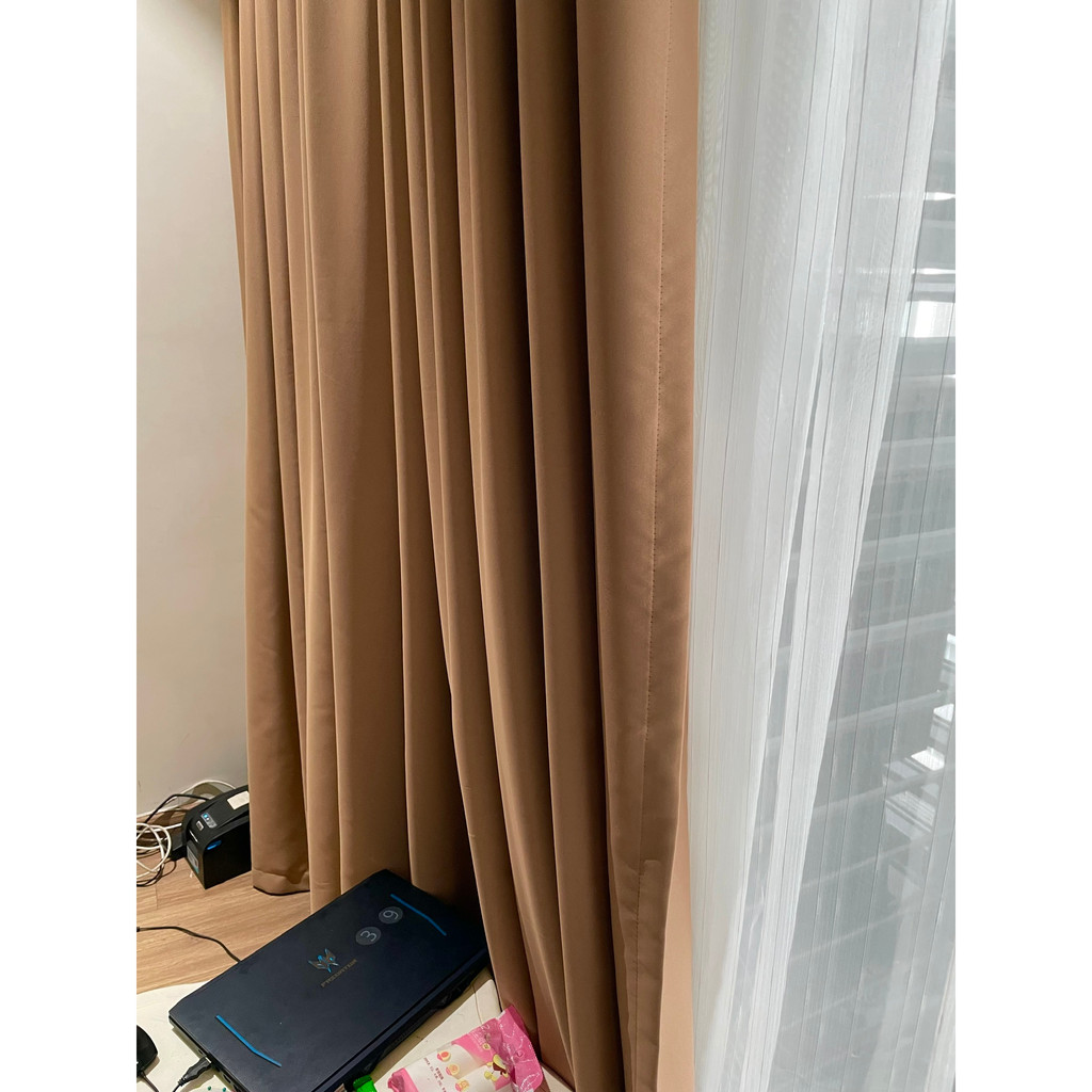 Rèm Vải Màu Nâu Tây - Rèm Cửa Trang Trí Phòng Khách,Phòng Ngủ,Phông Nền Livestream,spa - Ảnh 6