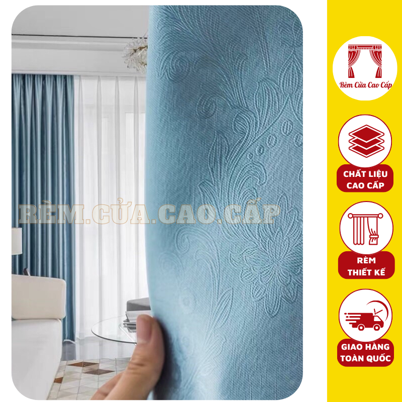 Rèm Cửa Ri Đô Vải Gấm In Hoa Chìm Đẹp