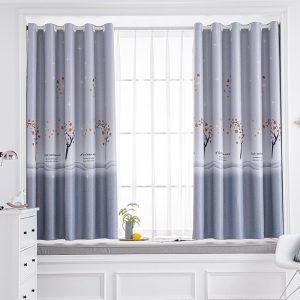 Rèm cửa sổ phòng ngủ cao cấp chống nắng tốt PK khoan lỗ - Lá Phong Đỏ Xám RPK044