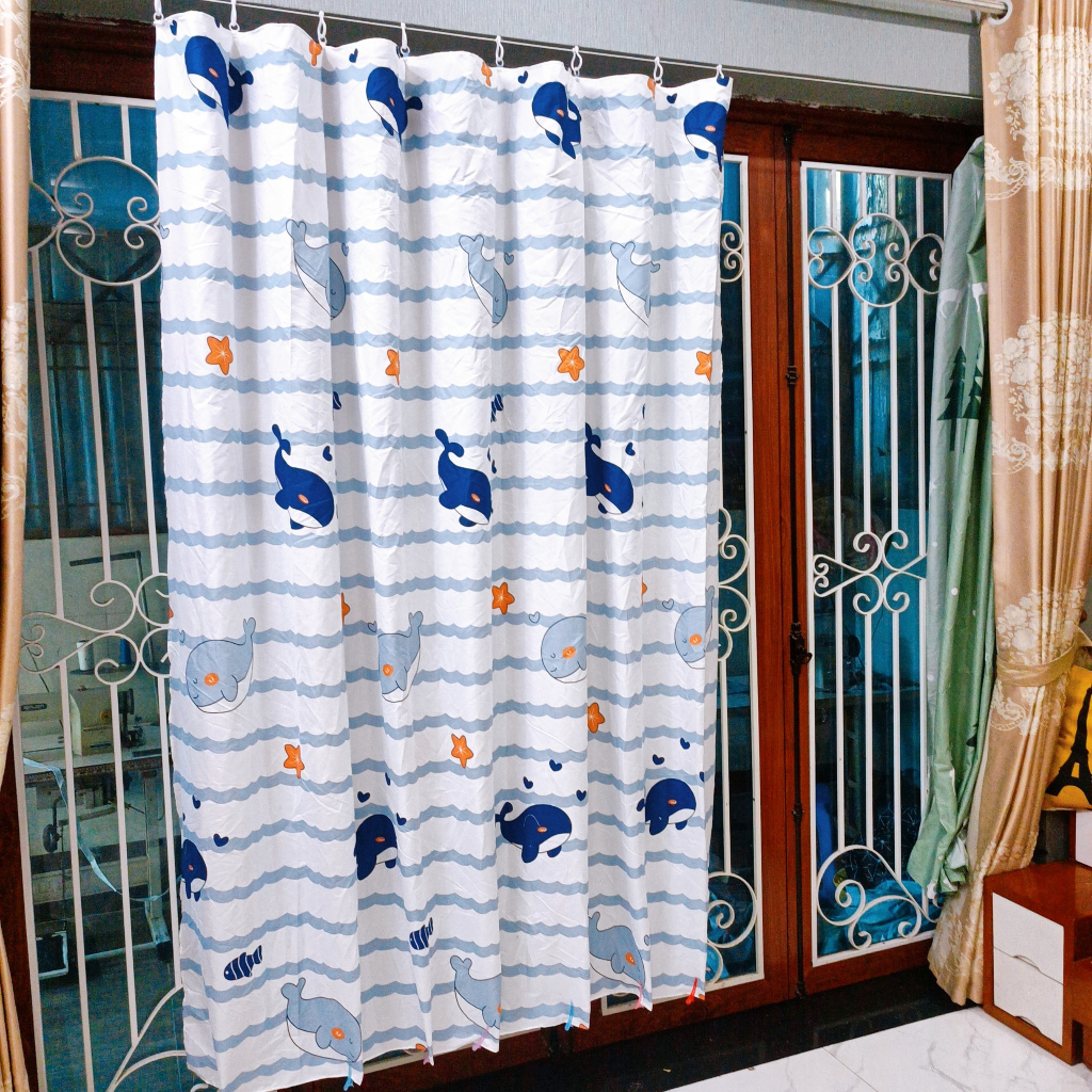 Rèm che ngăn phòng vải Cotton Poly có móc treo sẵn,đủ kích thước - Ảnh 4