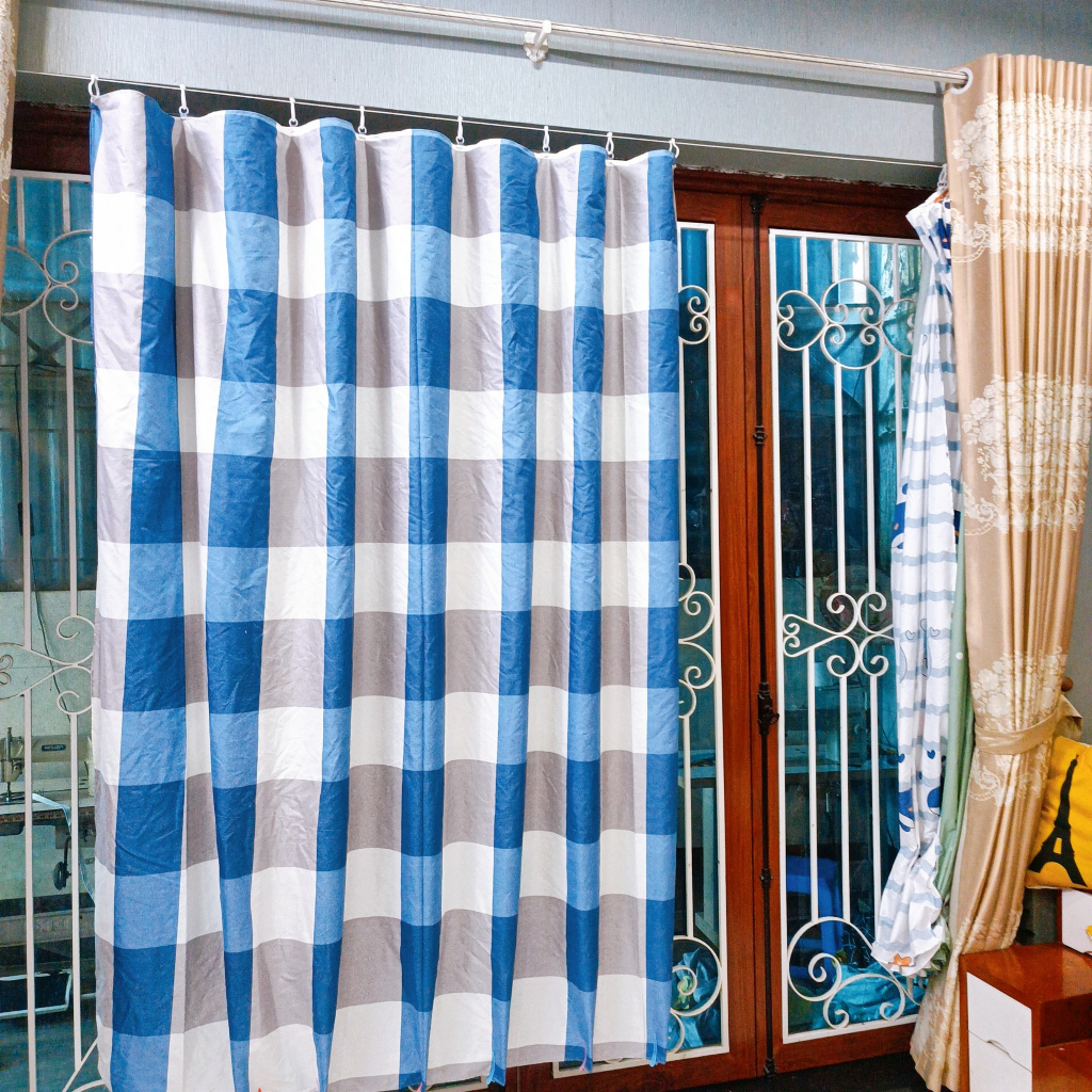 Rèm che ngăn phòng vải Cotton Poly có móc treo sẵn,đủ kích thước - Ảnh 3