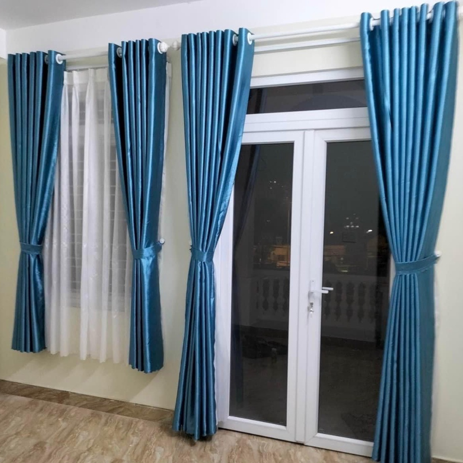 Rèm cửa, rèm phòng VẢI GẤM HỌA TIẾT xanh dương. Ghi chú: Số đo theo yêu cầu. - Ảnh 4