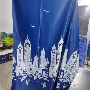 Rèm Vải Khoen Lỗ, Khoen Ri Đô, Rèm Dán Thành Phố Xanh Đậm Mới Decor Kim Vinh DCKV40 - Ảnh 4