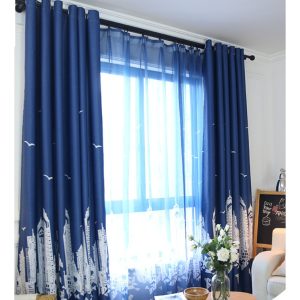 Rèm Dán Thành Phố Xanh Đậm Mới Decor Kim Vinh DCKV40