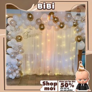 Rèm Vải Voan Trang Trí Sinh Nhật Tiệc Cưới May Sẵn Mép Tặng Kèm Dây Treo Nhiều Kích Thước BIBI PARTY RVV