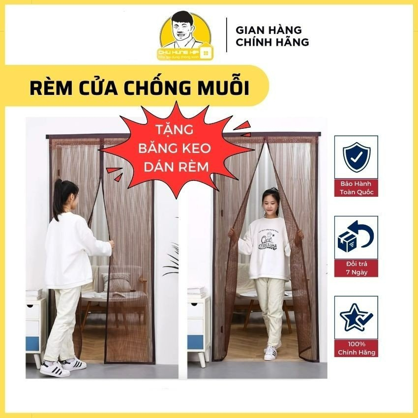 Rèm Cửa Chống Muỗi Dán Tường - Chống Rách Chống Cháy - Đầy Đủ Kích Thước Cửa Sổ & Cửa Chính [Tặng Băng Keo Dán Rèm]