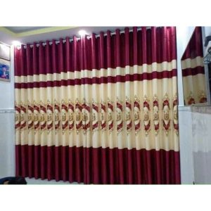Chất Liệu Vải Gấm Thêu Đỏ Chống Nắng