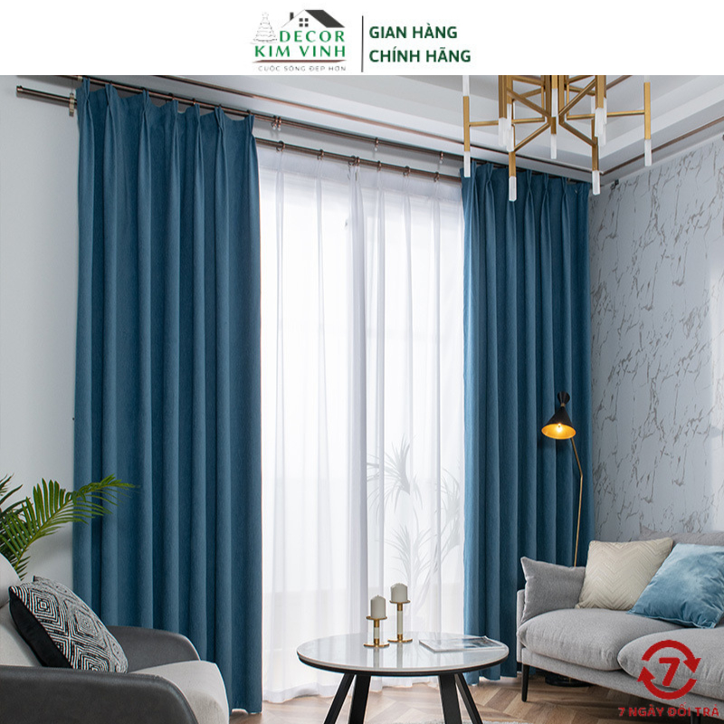 Rèm Vải Dày Đẹp Họa Tiết Hoa Decor Kim Vinh Khoen Lỗ Ngang 1.3m x 1.8m Cao