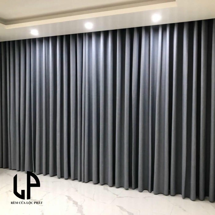 Rèm màn cửa sổ chống nắng cao cấp màu xám đậm