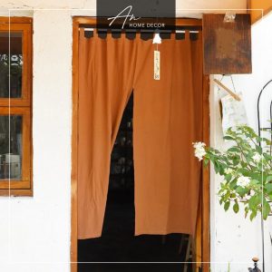 Rèm Noren vải Linen kiểu Nhật tab top 2 tà ngăn phòng bếp