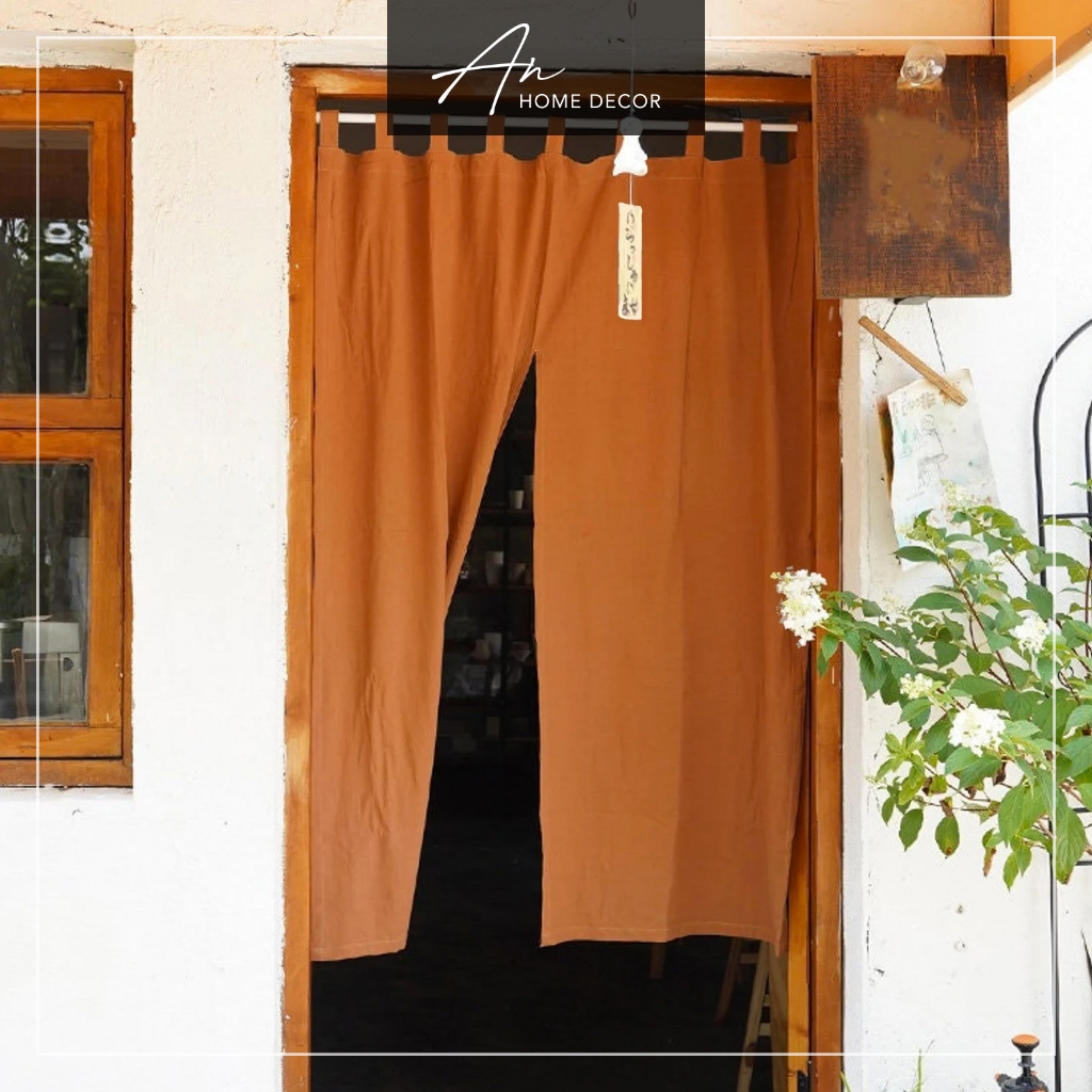 Rèm Noren vải Linen kiểu Nhật tab top 2 tà ngăn phòng bếp
