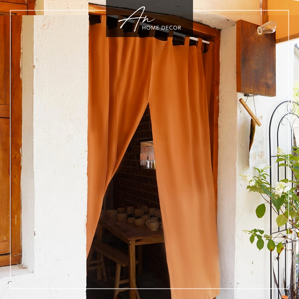 Rèm Noren vải Linen kiểu Nhật tab top 2 tà ngăn phòng bếp, khách - Ảnh 3