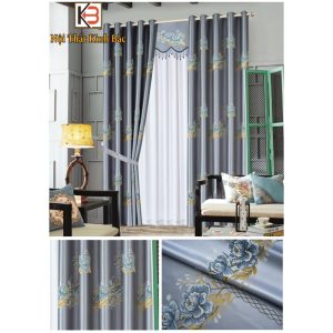 Rèm cửa KB Làm từ vải gấm dày Hoạ tiết hoa hồng 28003 Màu đa dạng - Ảnh 4