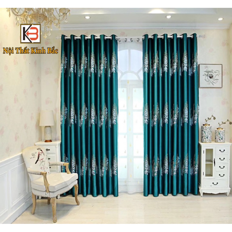Rèm vải KB Làm từ vải gấm nổi họa tiết cây thông - Ảnh 5