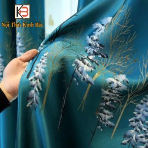 Rèm vải KB Làm từ vải gấm nổi họa tiết cây thông - Ảnh 6