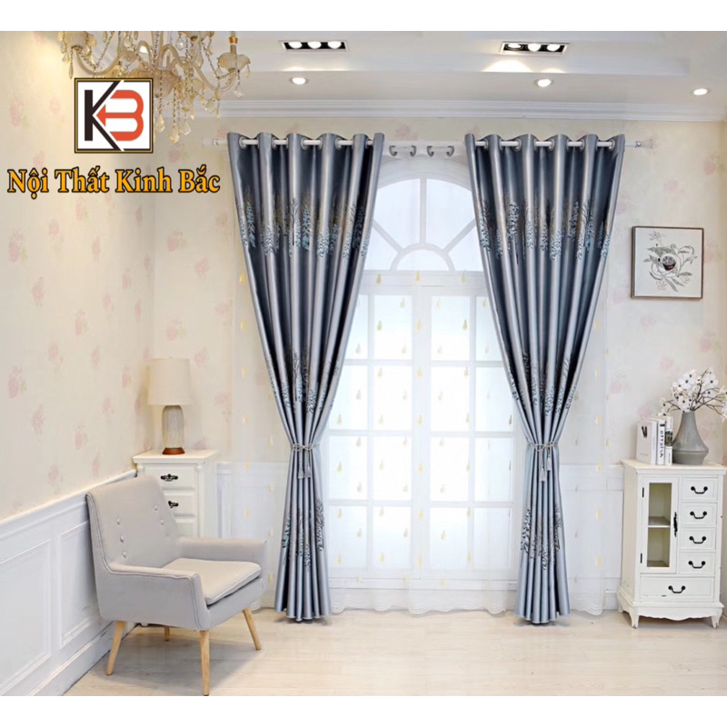 Rèm vải KB Làm từ vải gấm nổi họa tiết cây thông - Ảnh 7