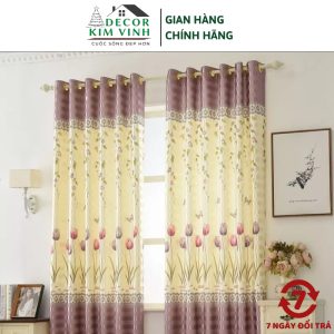 Rèm Vải Hoa Tulip Decor Kim Vinh Khoen Lỗ DCKV29