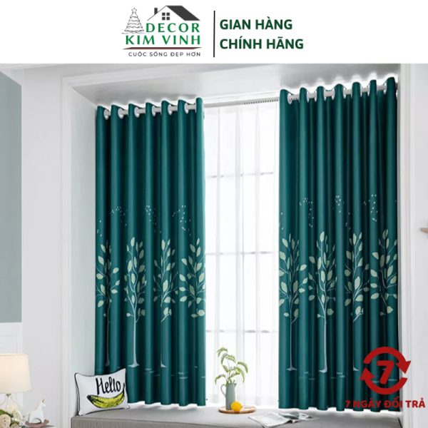 Rèm Vải Hàng Cây Lá Decor Kim Vinh Khoen Lỗ Cao 2 Mét - Remductin.com