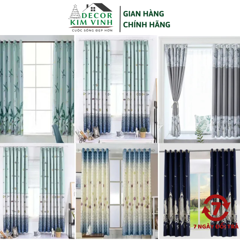 Rèm Vải Nhiều Mẫu Decor Kim Vinh Khoen Lỗ Cao 2 Mét BST01