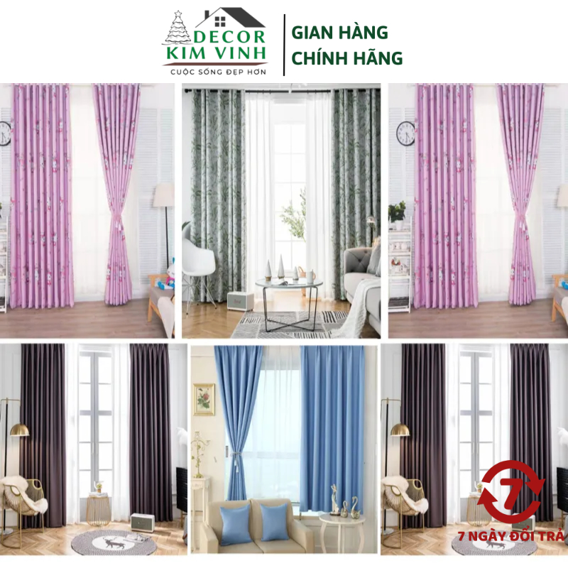 Rèm Vải Nhiều Mẫu Decor Kim Vinh Khoen Lỗ Cao 1.35 Mét
